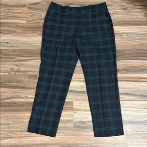 TALBOTS Hampshire Ankle Pant Black Watch Green Tartan Wool Blend Women’s Sz. 10
